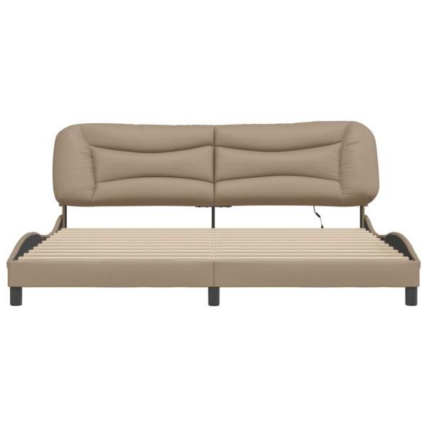 Bettgestell mit LED ohne Matratze "Hvar" Cappuccino-Braun 200x200 cm