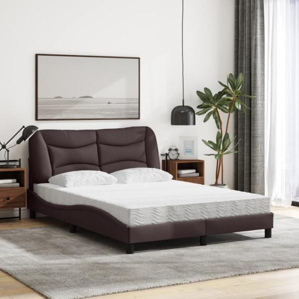 Bett mit Matratze "Hvar" Dunkelbraun 120x200 cm Stoff