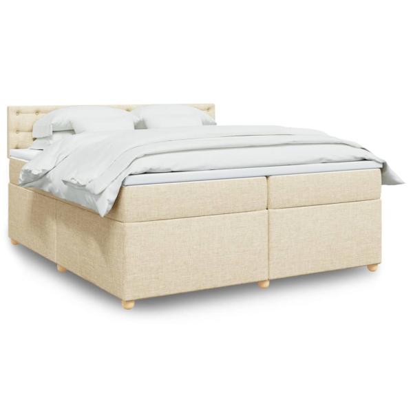 ARDEBO.de - Boxspringbett mit Matratze Creme 200x200 cm Stoff