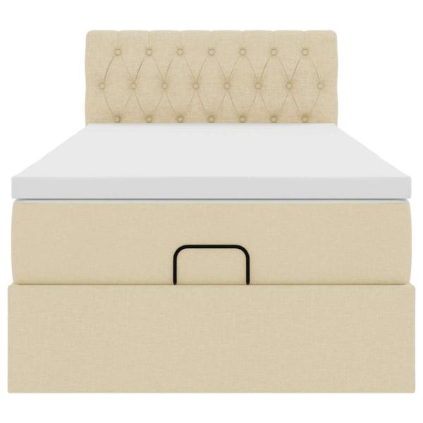 Ottoman-Bett mit Matratze & LEDs Creme 80x200 cm Stoff