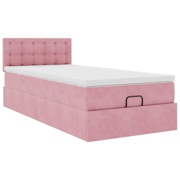 Ottoman-Bett mit Matratze & LEDs Rosa 90x190 cm Samt