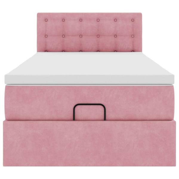 Ottoman-Bett mit Matratze & LEDs Rosa 90x190 cm Samt