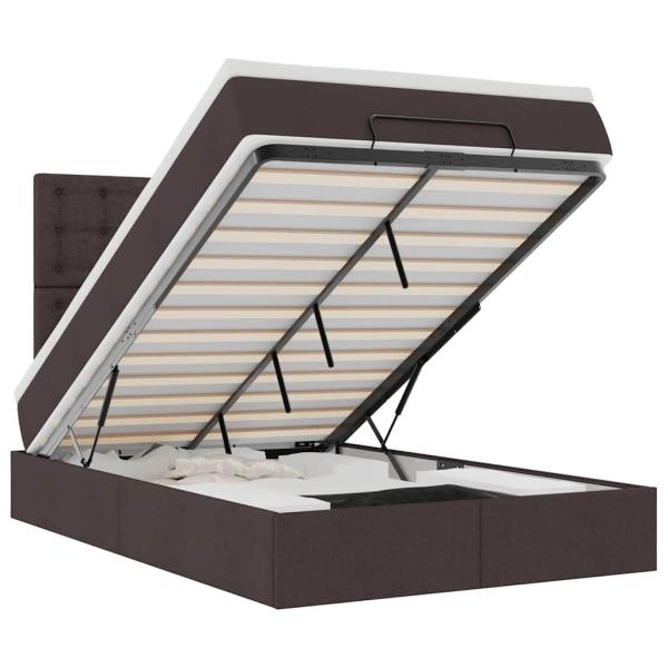 Ottoman-Bett mit Matratze & LEDs Dunkelbraun 120x200 cm Stoff