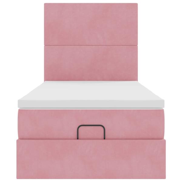 Ottoman-Bett mit Matratzen & LEDs Rosa 90x190 cm Samt