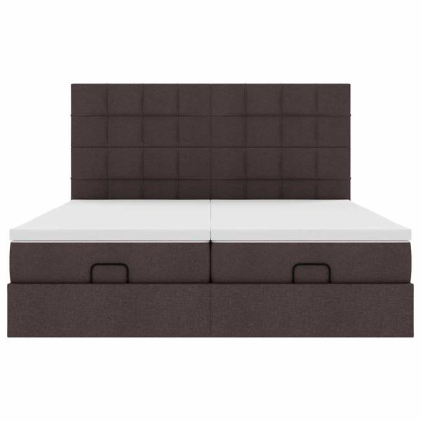 Ottoman-Bett mit Matratzen & LEDs Dunkelbraun 180x200 cm Stoff