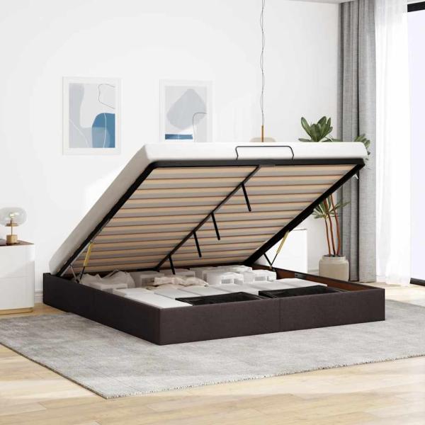 ARDEBO.de - Ottoman-Bett ohne Matratze Dunkelbraun 160x200 cm Stoff