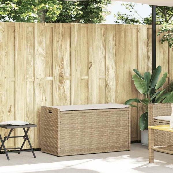 ARDEBO.de - Outdoor-Sitzbank mit Stauraum und Kissen Beige 100 cm
