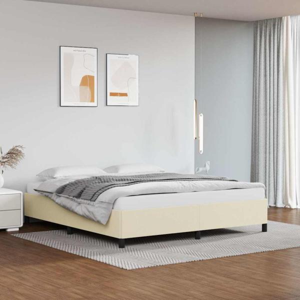 ARDEBO.de - Bettgestell ohne Matratze Creme 160x200 cm Kunstleder