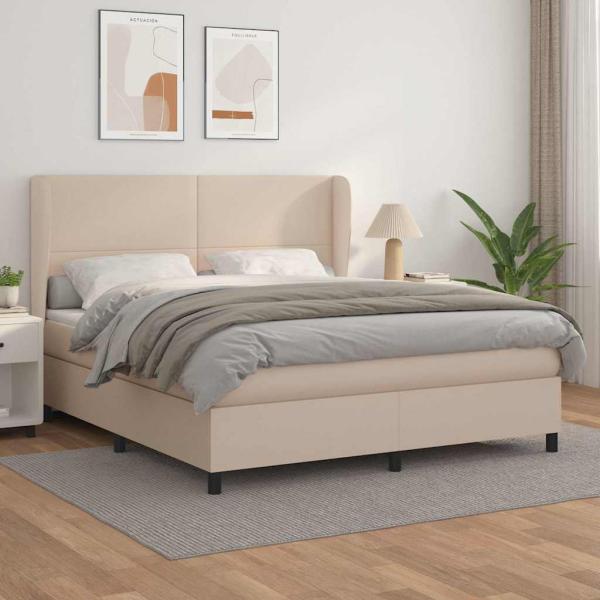ARDEBO.de - Boxspringbett Matratze Cappuccino-Braun 180x200 cm Kunstleder