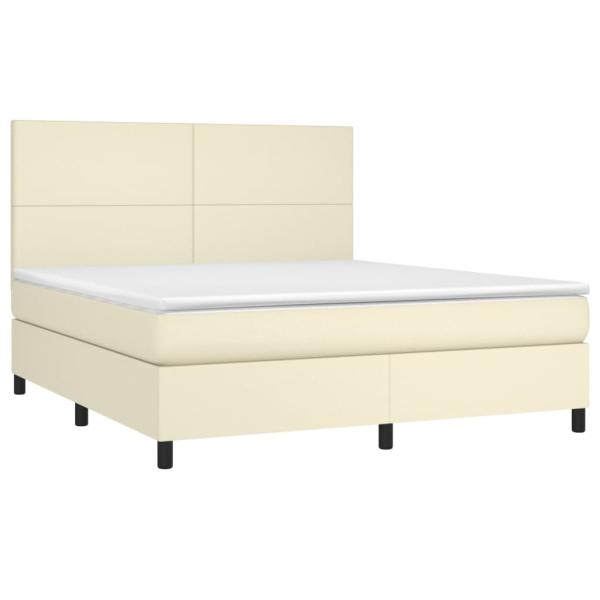 Boxspringbett mit Matratze & LED Creme 160x200 cm Kunstleder