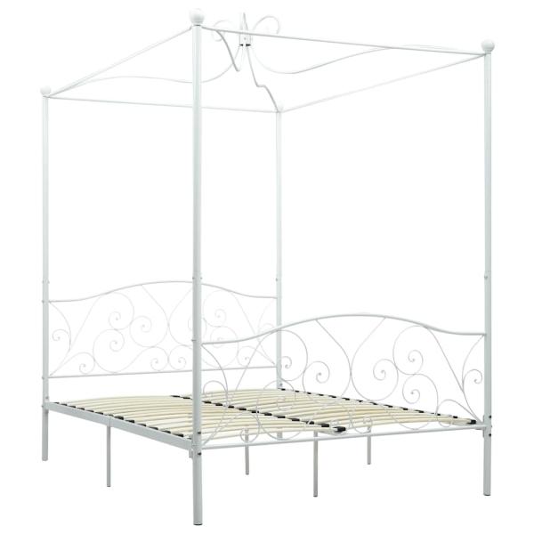 Himmelbett-Gestell Weiß Metall 140 x 200 cm