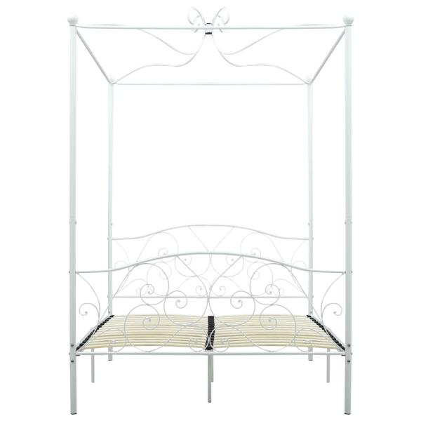 Himmelbett-Gestell Weiß Metall 140 x 200 cm