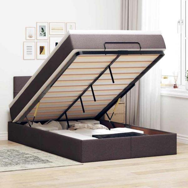 ARDEBO.de - Ottoman-Bett mit Matratze Dunkelbraun 120x200 cm Stoff