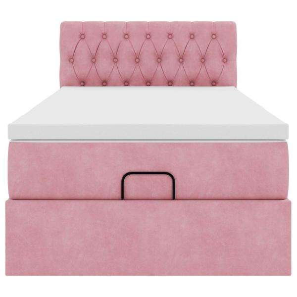 Ottoman-Bett mit Matratze & LEDs Rosa 90x190 cm Samt