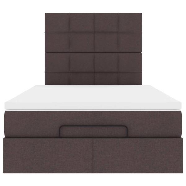 Ottoman-Bett mit Matratze & LEDs Dunkelbraun 120x200 cm Stoff
