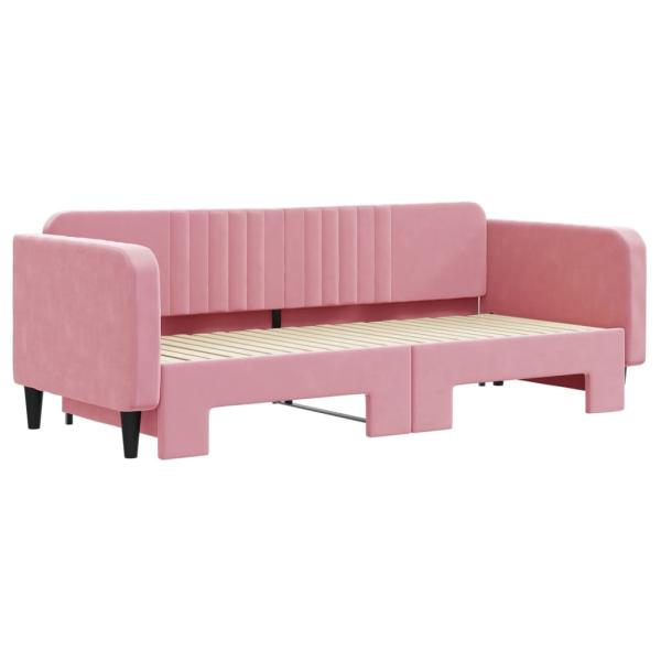 Tagesbett Ausziehbar Rosa 90x200 cm Samt