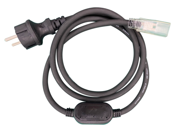 ARDEBO.de - Anschlussleitung H07RN-F, 1,5 m, schwarz, IP54, mit Schukostecker, mit Verbinder für LED-Lichtschlauch