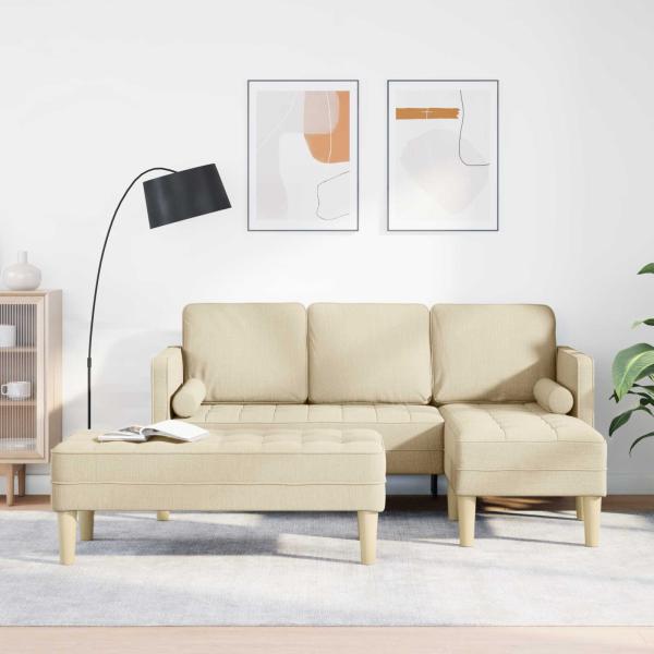ARDEBO.de - Sofa Set 2 stk. Creme Polyester