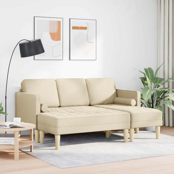 Sofa Set 2 stk. Creme Polyester