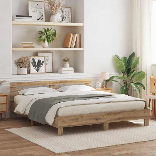 ARDEBO.de - Bettrahmen Artisan-Eiche 200 x 200 cm Holzwerkstoff