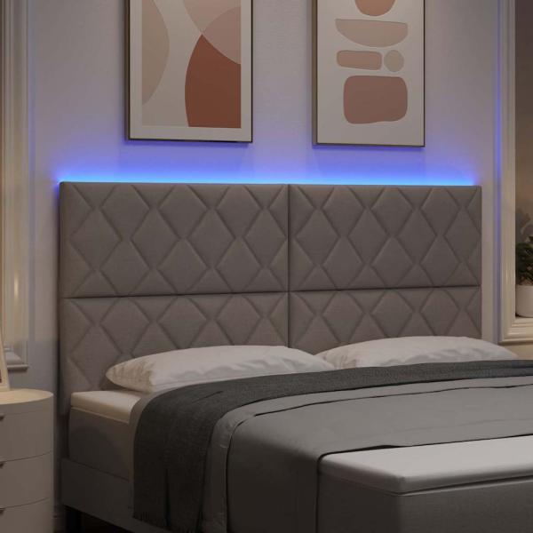 LED Kopfteil Taupe Stoff