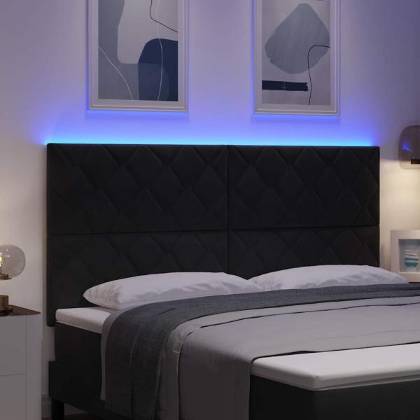 LED Kopfteil Schwarz 180 cm Samt