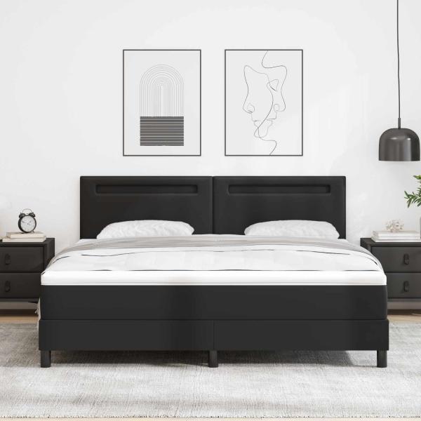 ARDEBO.de - Boxspringbett mit Kopfteil Schwarz 180 x 200 cm Kunstleder