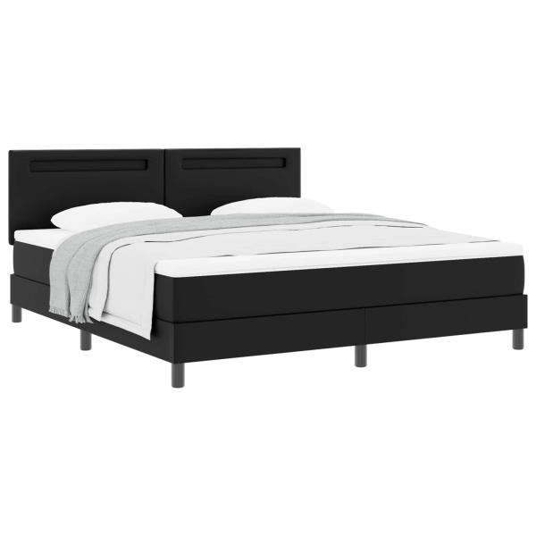 Boxspringbett mit Kopfteil Schwarz 180 x 200 cm Kunstleder