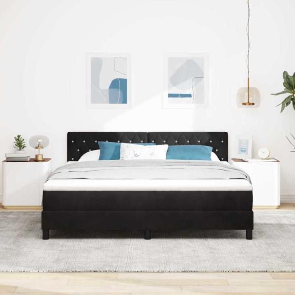 Boxspringbett mit Matratze Schwarz 180 x 200 cm Samt