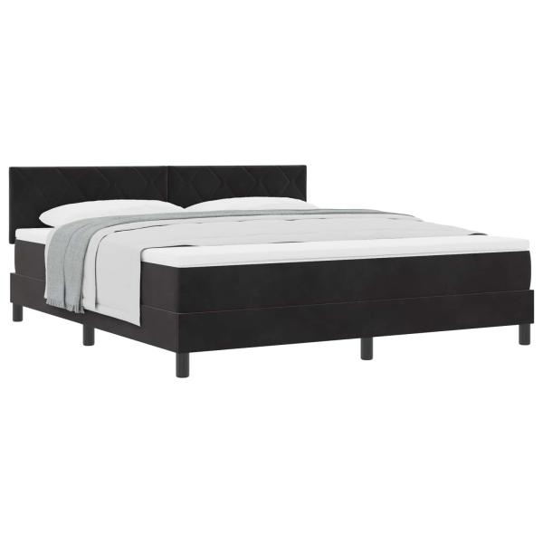 Boxspringbett mit Kopfteil Schwarz 180 x 200 cm Samt