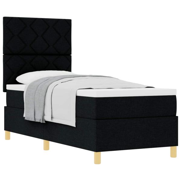 Boxspringbett mit Kopfteil Schwarz 80 x 200 cm Stoff