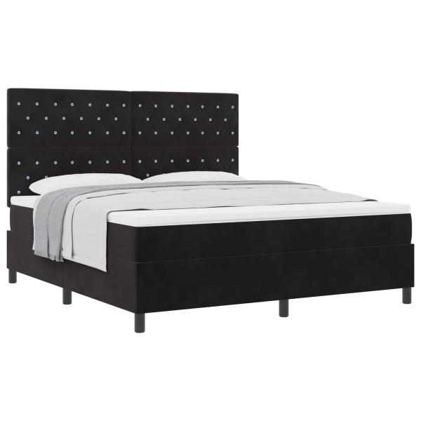 Boxspringbett mit Matratze Schwarz 180 x 200 cm Samt