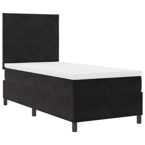 Boxspringbett mit Kopfteil Schwarz 90 x 190 cm Samt