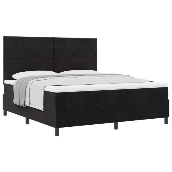 Boxspringbett mit Kopfteil Schwarz 180 x 200 cm Samt
