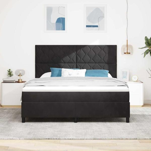 Boxspringbett mit Kopfteil Schwarz 180 x 200 cm Samt