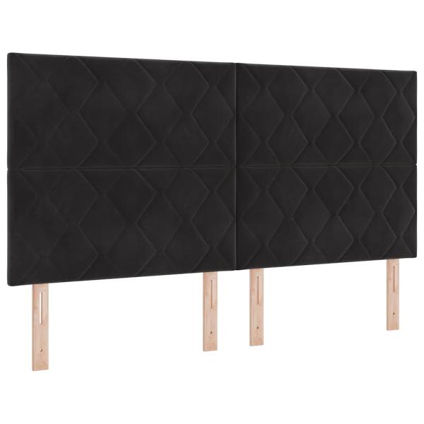 Boxspringbett mit Kopfteil Schwarz 180 x 200 cm Samt