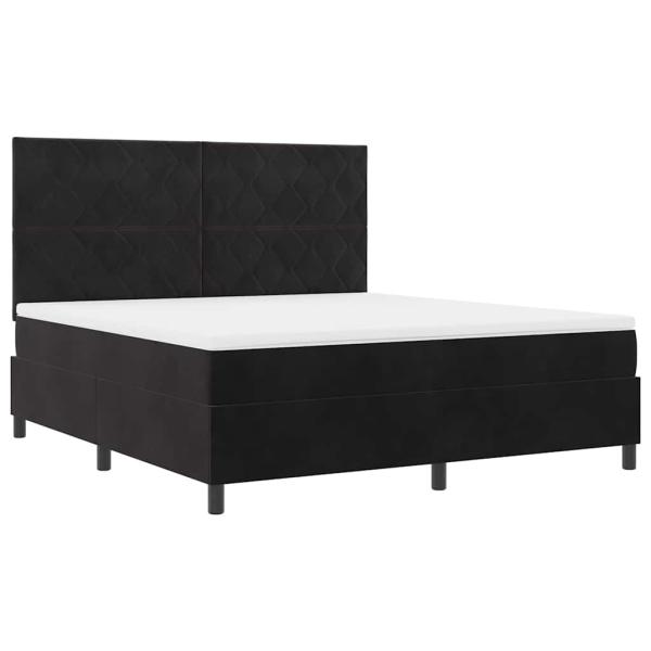 Boxspringbett mit Kopfteil Schwarz 180 x 200 cm Samt