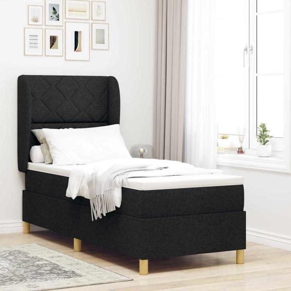 ARDEBO.de - Boxspringbett mit Kopfteil Schwarz 200 x 80 cm Stoff