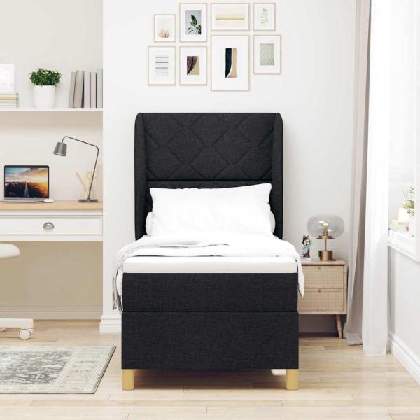 Boxspringbett mit Kopfteil Schwarz 200 x 80 cm Stoff