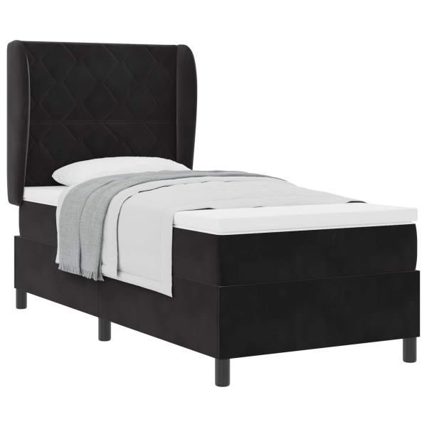 Boxspringbett mit Kopfteil Schwarz 200 x 90 cm Samt