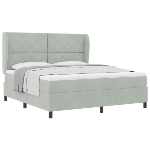 Boxspringbett mit Kopfteil Hellgrau 200 x 180 cm Samt