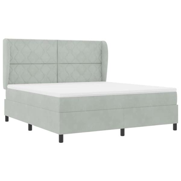 Boxspringbett mit Kopfteil Hellgrau 200 x 180 cm Samt