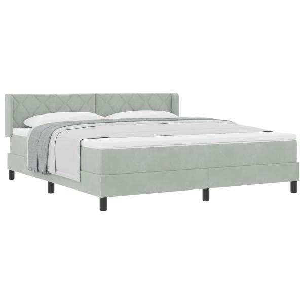 Boxspringbett mit Kopfteil Hellgrau 200 x 180 cm Samt