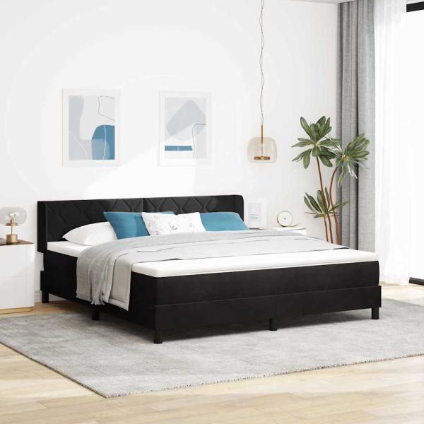 ARDEBO.de - Boxspringbett mit Kopfteil Schwarz 200 x 180 cm Samt