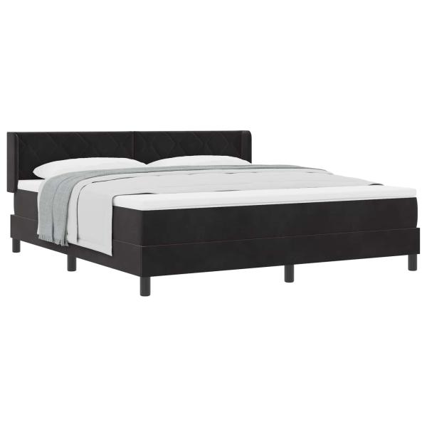 Boxspringbett mit Kopfteil Schwarz 200 x 180 cm Samt