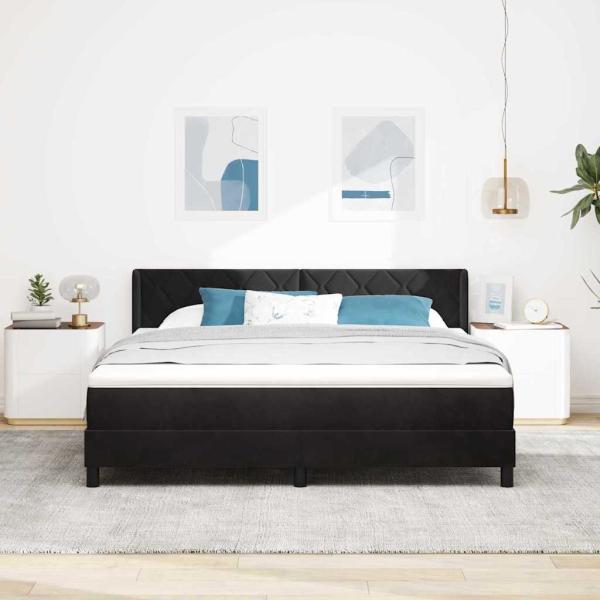 Boxspringbett mit Kopfteil Schwarz 200 x 180 cm Samt