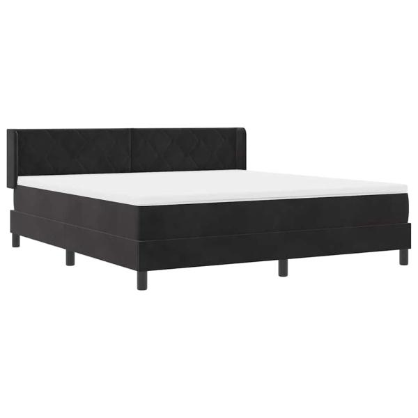 Boxspringbett mit Kopfteil Schwarz 200 x 180 cm Samt
