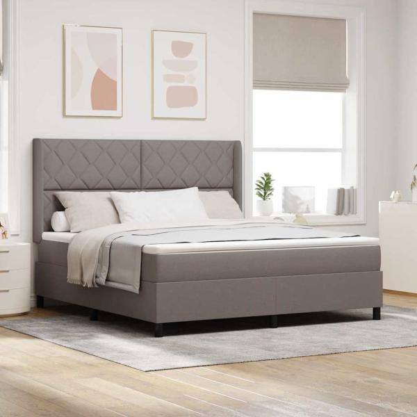 ARDEBO.de - Boxspringbett mit Kissen mit Kopfteil Taupe 200 x 180 cm Stoff
