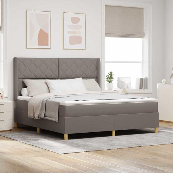 ARDEBO.de - Boxspringbett mit Kopfteil Taupe 180 x 200 cm Stoff