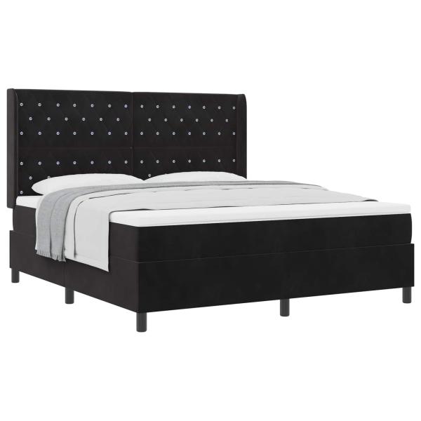 Boxspringbett mit Matratze Schwarz 180 x 200 cm Samt